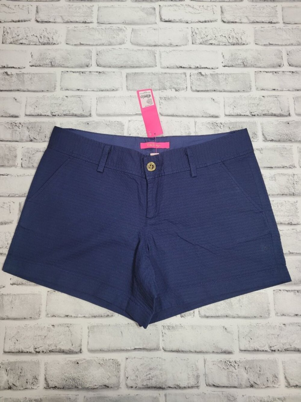 NWT Lilly Pulitzer Callahan Shorts Navy Blue 5in Inseam Size 10 Waffle Texture
